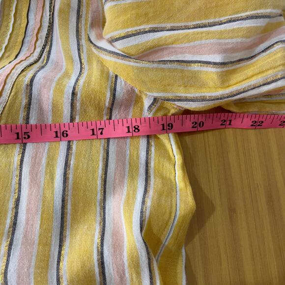 Veronica Beard Tibbett Bib Tiered Mini Dress Cover Up Yellow Pink Gold Stripe XS - Picture 7 of 10